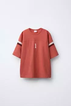 Университетская футболка ZARA, красный