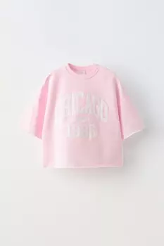 Университетская футболка ZARA, розовый