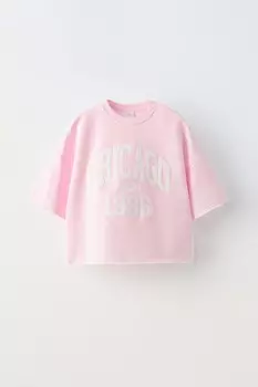 Университетская футболка ZARA, розовый