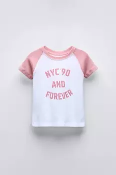 Университетская футболка ZARA, розовый