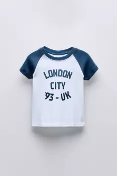 Университетская футболка ZARA, синий