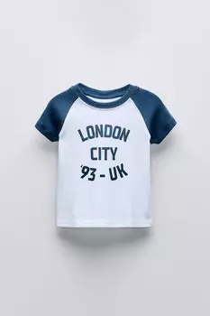 Университетская футболка ZARA, синий