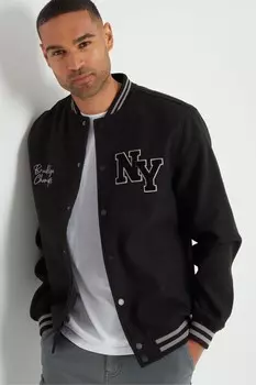 Университетская куртка бомбер Threadbare, черный