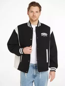 Университетская куртка-бомбер Tommy Jeans, черный/белый