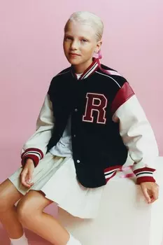 Университетская куртка-бомбер ZARA, темно-синий