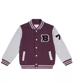 Университетская куртка из хлопка с логотипом Brunello Cucinelli Kids, серый