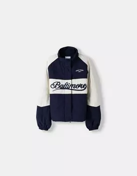 Университетская куртка-пуховик Bershka, синий