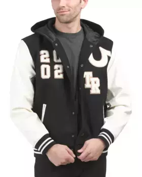 Университетская куртка с капюшоном True Religion, черный/белый