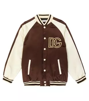Университетская куртка с логотипом Dolce&Gabbana Kids, коричневый