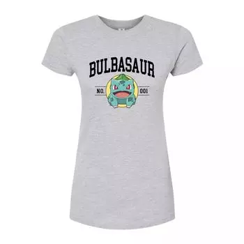 Университетская облегающая футболка Pokmon Bulbasaur для юниоров Licensed Character, серый
