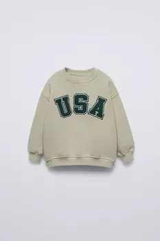 Университетская толстовка ZARA, светло-зеленый