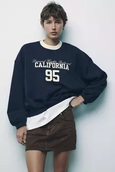 Университетская толстовка ZARA, темно-синий