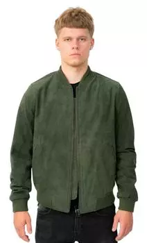 Университетский кожаный бомбер из замши и козлиной кожи в стиле ретро — Афины Infinity Leather, зеленый