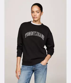 Университетский свитер Loose fit Tommy Jeans, черный