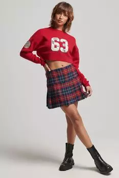 Университетский свитер укороченного кроя и круглым вырезом Superdry, красный