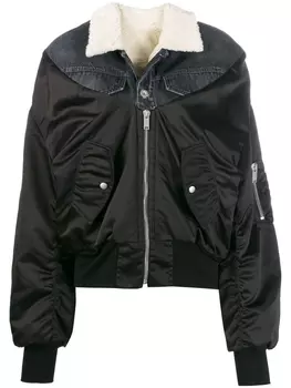 UNRAVEL PROJECT бомбер с джинсовой вставкой, синий