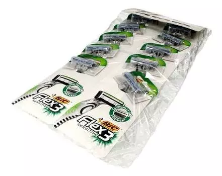 Упаковка. 10 шт. Bic Razor Flex 3 Sensitive 1