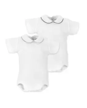 Упаковка 2 боди для мальчиков 100% хлопок с воротником и короткими рукавами Cambrass, синий