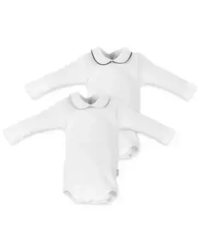 Упаковка 2 детских боди 100% хлопок с воротником и длинным рукавом Cambrass, голубой