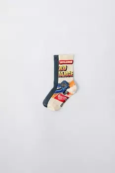 Упаковка 2 длинных носков mattel hot wheels ZARA, черный/экрю