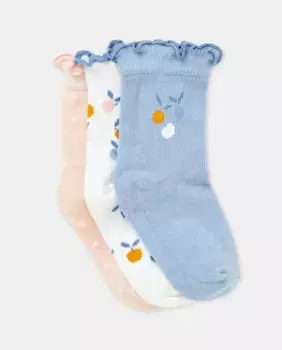 Упаковка 3 девочки в горошек и фруктовые носки Cotton Juice, многоцветный