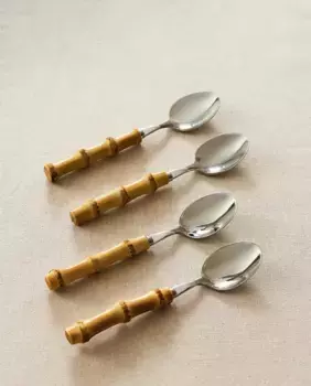 Упаковка десертных ложек с бамбуковыми ручками (4 шт.) Zara Home, коричневый
