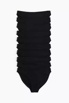 Упаковка из 10 хлопковых трусов. H&M, черный