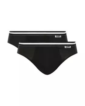 Упаковка из 2 эластичных хлопковых трусов с дизайнерским поясом Dim, черный