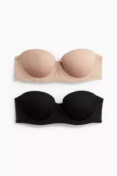 Упаковка из 2 бюстгальтеров-балконетов из микрофибры с подушечками H&M, мультиколор