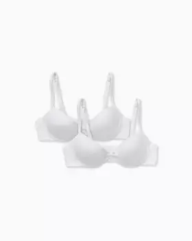 Упаковка из 2 бюстгальтеров для девочек с подушечками и регулируемыми бретелями Zippy, белый