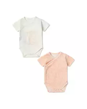 Упаковка из 2 детских боди, комбинированных с принтом в рубчик и однотонных Tous, оранжевый