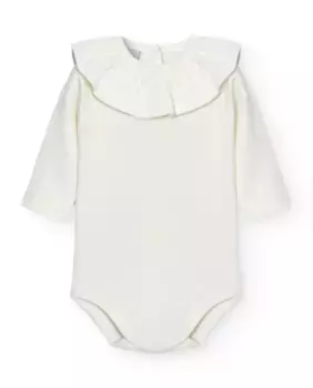 Упаковка из 2 детских боди с оборкой на шее и длинными рукавами BABID, бежевый