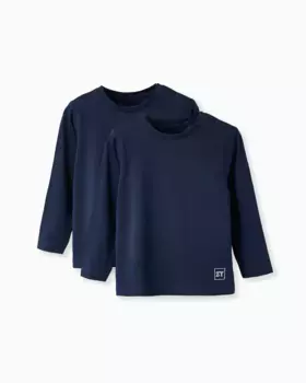 Упаковка из 2 футболок для мальчиков 100% хлопок с длинным рукавом Zippy, тёмно-синий