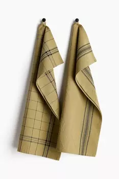 Упаковка из 2 хлопковых кухонных полотенец H&M, 45x60 см, зеленый