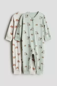 Упаковка из 2 хлопковых пижам H&M, зеленый