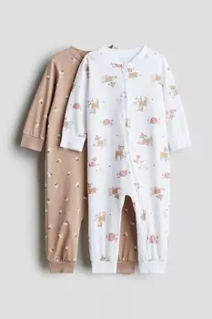 Упаковка из 2 хлопковых пижам H&M, бежевый