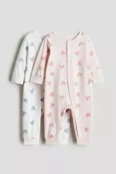Упаковка из 2 хлопковых пижам с рисунком H&M, мультиколор