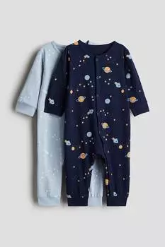 Упаковка из 2 хлопковых пижам с рисунком H&M, мультиколор