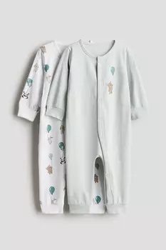 Упаковка из 2 хлопковых пижам с рисунком H&M, мультиколор