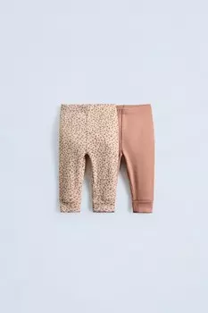 Упаковка из 2 леггинсов в рубчик ZARA, цвет brick