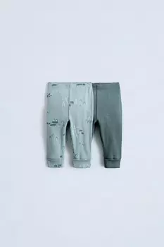 Упаковка из 2 леггинсов в рубчик ZARA, зеленый/синий