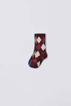 Упаковка из 2 носков с рисунком ZARA, бордовый