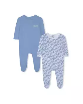 Упаковка из 2 однотонных детских пижам с принтом монограммы Kenzo Kids, голубой