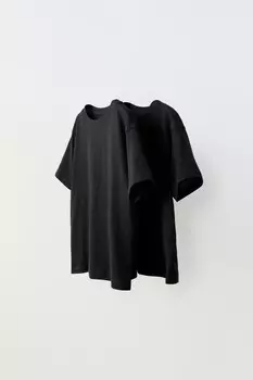 Упаковка из 2 однотонных трикотажных футболок ZARA, черный