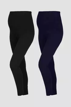 Упаковка из 2 пар леггинсов для беременных с высоким содержанием хлопка Jojo Maman Bb, черный