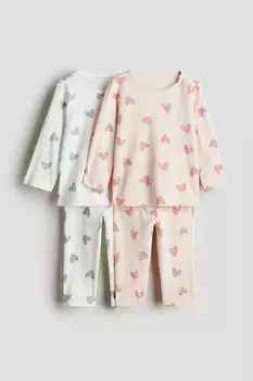 Упаковка из 2 пижам из принтованного хлопка H&M, мультиколор