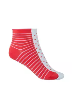 Упаковка из 2 плоских хлопковых носков с манжетой, с рисунком в горошек и полоску Сделано в Испании Punto Blanco, розовый