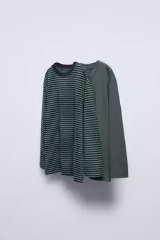 Упаковка из 2 полосатых футболок ZARA, серый/синий