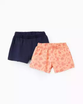 Упаковка из 2 шорт для девочек 100% хлопок с эластичной талией Zippy, оранжевый