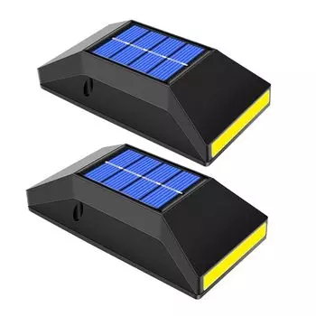 Упаковка из 2 солнечных фонарей, 6 светодиодных солнечных ламп, садовый светильник, настенный светильник, освещение на открытом воздухе, теплый свет Ljianglishnw, черный